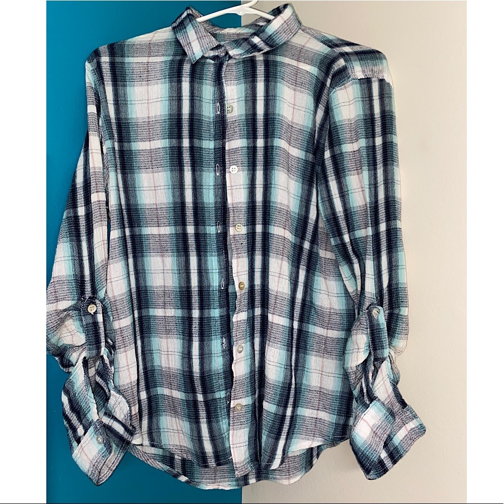 Turquoise flannel button up
